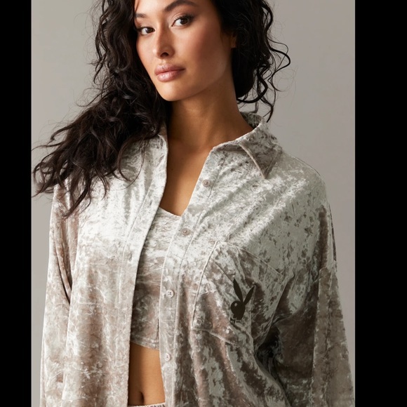 Brand NEW NWT Ladies Playboy Black Crushed Velour Shacket velvet soft feel - Picture 15 of 16